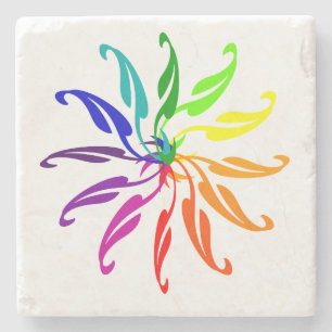 Stone Coaster - Colour Wheel Leaves