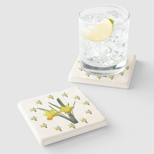 Stone Coaster - Daffodil blossoms (Side)