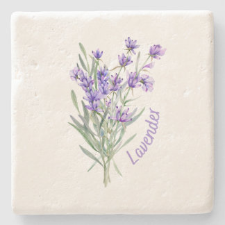 Stone Coaster, Lavender Watercolor Flower Stone Coaster
