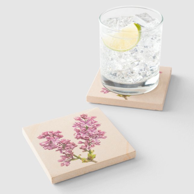 Stone Coaster - Lilac Blossoms (Side)