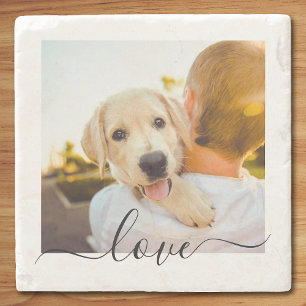 Stone Coaster Photo Template Love Text
