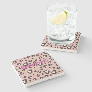 Stone coaster pink animal print