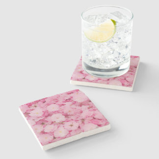 Stone Coaster Pink Cherry Blossom Floral Botanical