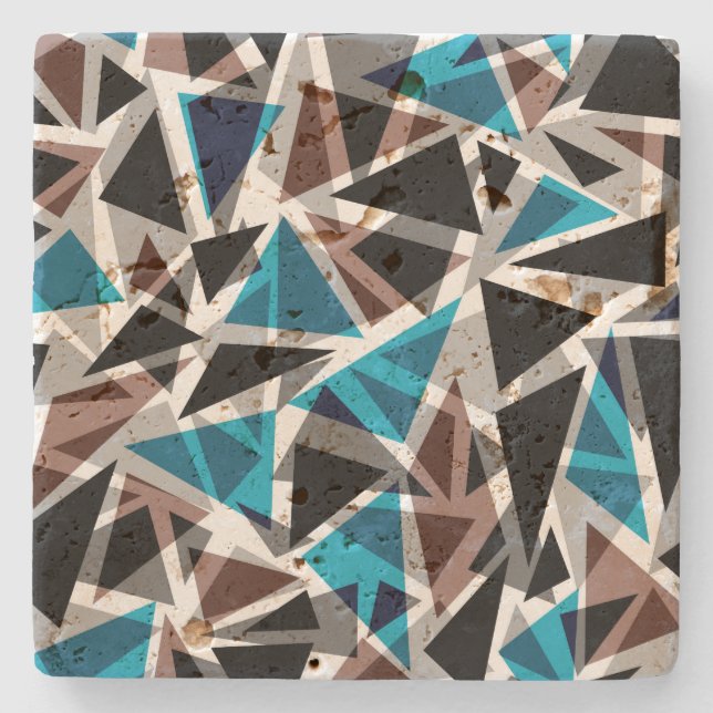 Stone Coaster Seamless geometric triangles shapes  (Front)