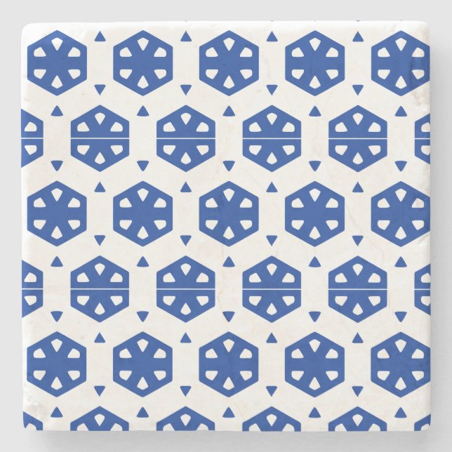 Stone Coaster - Stylised Flowers in Rows (Front)