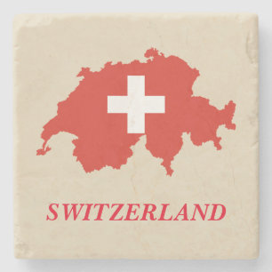 Stone Coaster Switzerland Flag