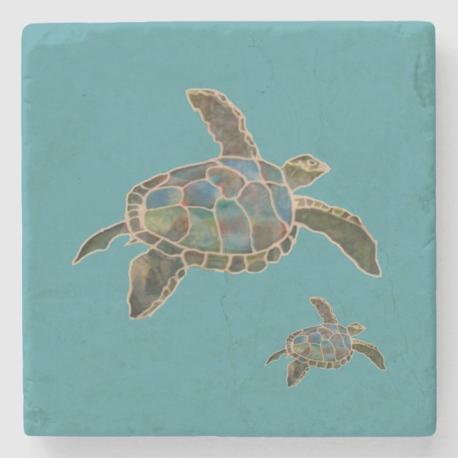 Stone Coaster - Two Sea Turtles (Front)