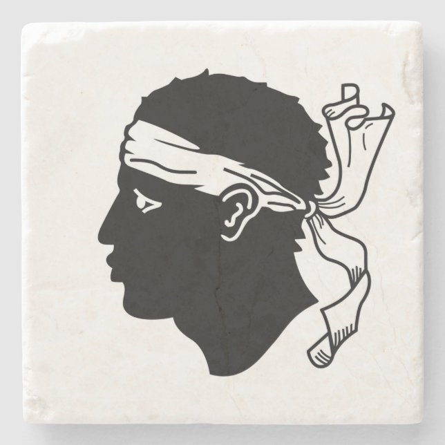 Stone coaster with Flag of Corsica (Front)