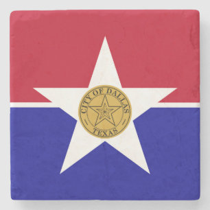 Stone coaster with Flag of Dallas