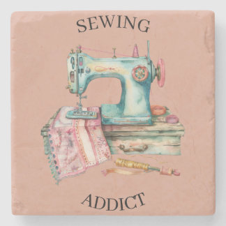 Stone Coaster with Sewing Machine Design