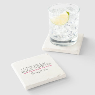 Stone Coasters with Newlywed Names and Event Date