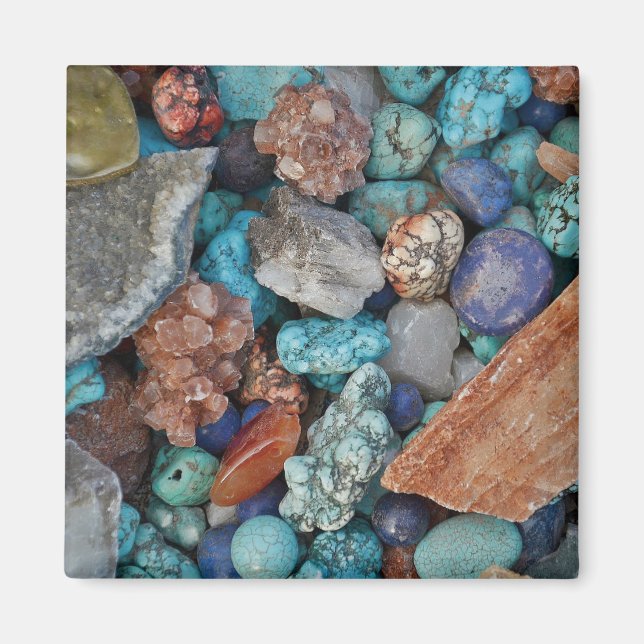 Stone Colorful rock natural gray blue brown  Magnet (Front)