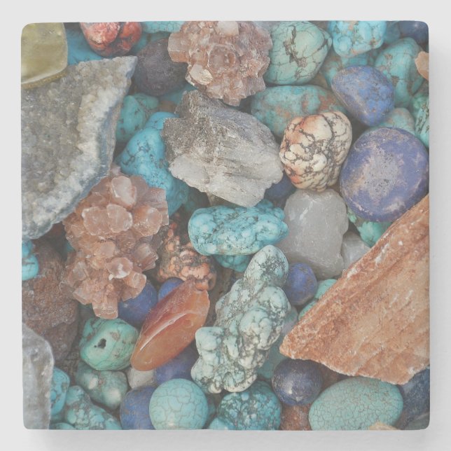 Stone Colourful rock natural grey brown blue Coaster (Front)
