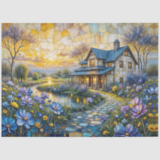 Stone Country Farmhouse in Patchwork Floral Valley Tissue Paper