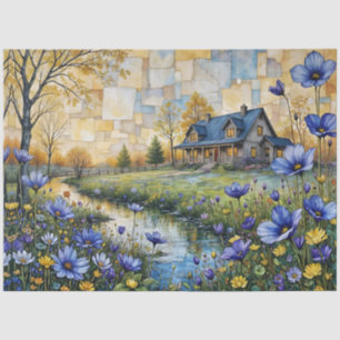Stone Country Farmhouse in Patchwork Floral Valley Tissue Paper