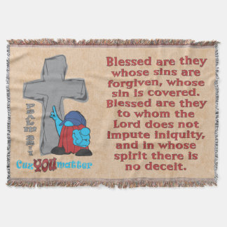 Stone Cross Cuz You Matter Psalm 32 1 Throw Blanket