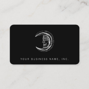 Stone Crystal Crescent Moon White Business Card