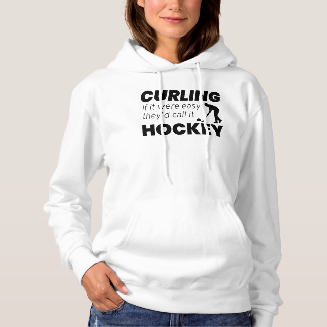 Stone Curling Hockey Winter Ice Sport Curler Joke Hoodie (Front)