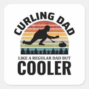 Stone Curling Winter Ice Sport Curler Dad Square Sticker