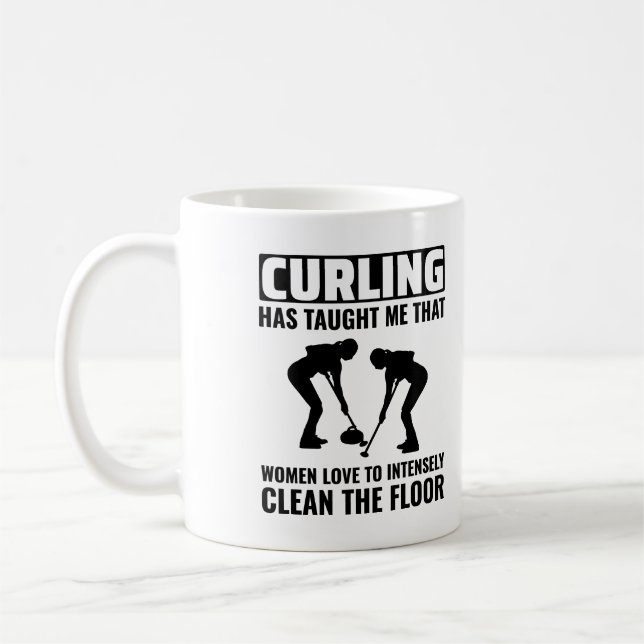 Stone Curling Winter Ice Sport Curler Funny Coffee Mug (Left)