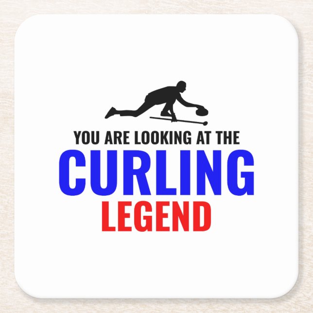 Stone Curling Winter Ice Sport Curler Funny Square Paper Coaster (Front)