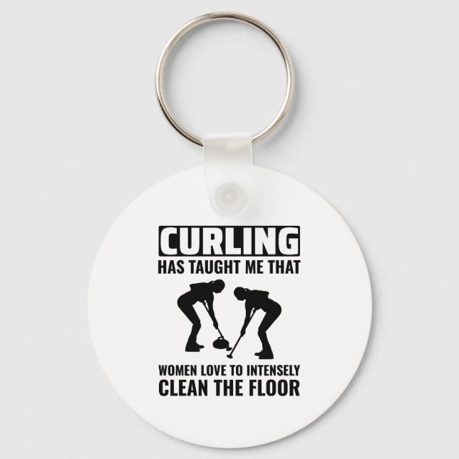 Stone Curling Winter Ice Sport Curler Key Ring (Front)