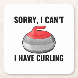 Stone Curling Winter Ice Sport Curler Square Paper Coaster