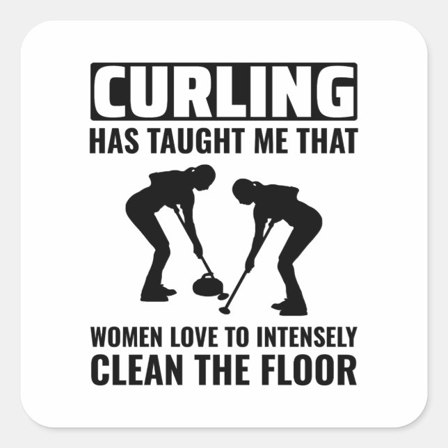 Stone Curling Winter Ice Sport Curler Square Sticker (Front)