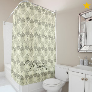 Stone Custom Name Watercolor Geometric Pattern  Shower Curtain
