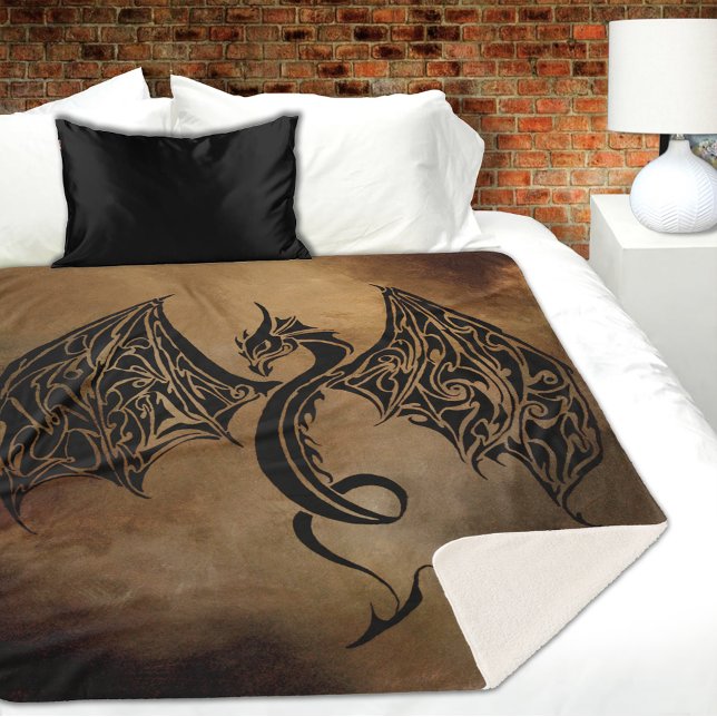 Stone Dragon Tribal Sherpa Blanket (Creator Uploaded)