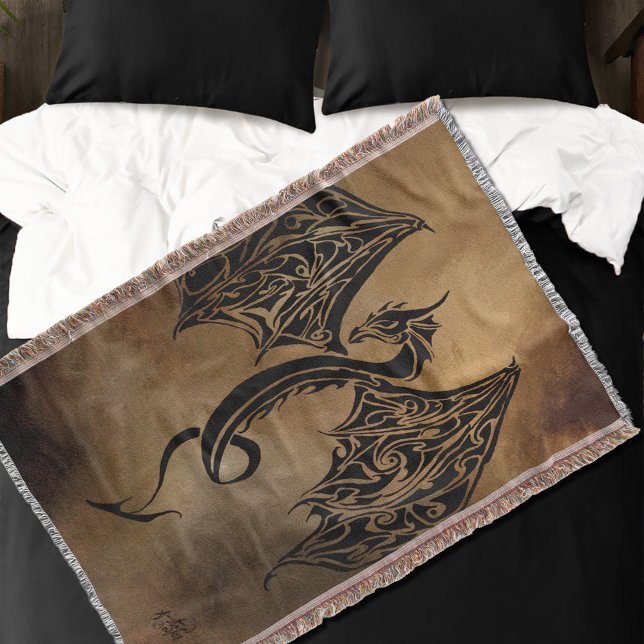 Stone Dragon Tribal Throw Blanket (Creator Uploaded)
