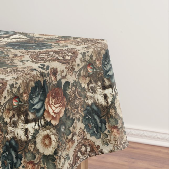Stone Faces & Tired Nights – Gothic Medium Pattern Tablecloth (In Situ)