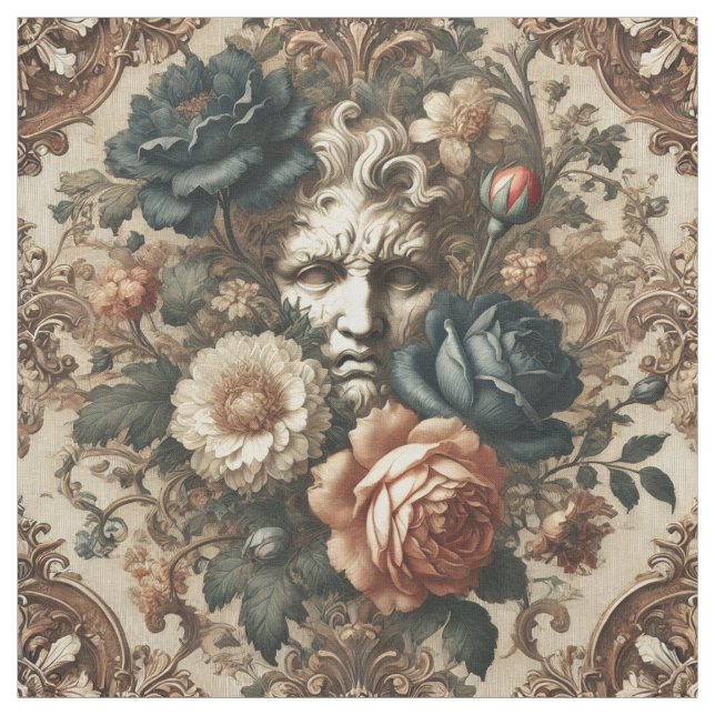 Stone Faces & Tired Nights – Gothic Statement Tile Fabric (Swatch)