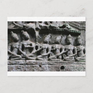 stone figures at ta prohm postcard