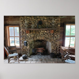 Stone Fireplace in 19th Century Home Poster