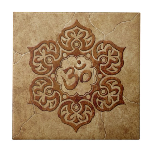 Stone Floral Aum Design Tile (Front)