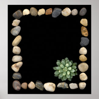 stone frame and succulent1 poster