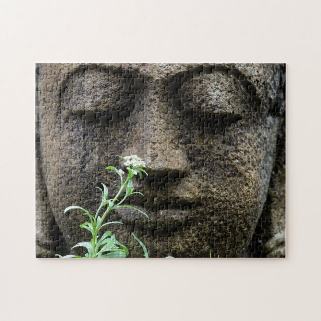 Stone garden statue with flower jigsaw puzzle (Horizontal)