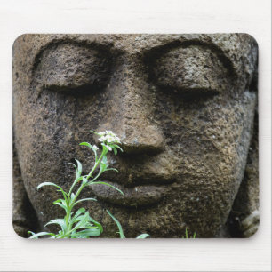 Stone garden statue with flower mouse mat