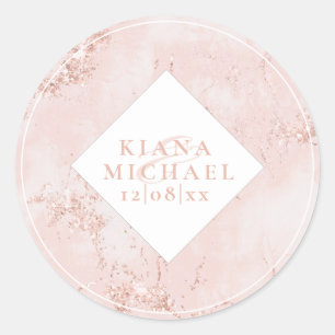 Stone Glitter Wedding Rose Gold ID647 Classic Round Sticker