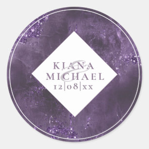 Stone Glitter Wedding Violet ID647 Classic Round Sticker