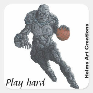 Stone Golem Basketball Sports Fantasy Art Stickers