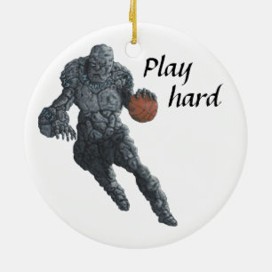 Stone Golem Basketball Sports Fantasy Ornament