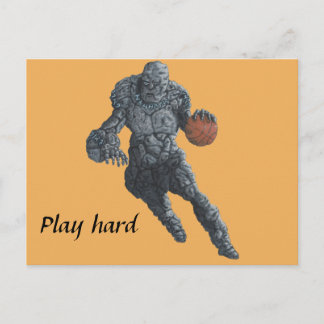 Stone Golem Playing Basketball Fantasy Postcard