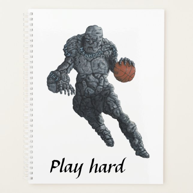 Stone Golem Playing Basketball Planner (Front)