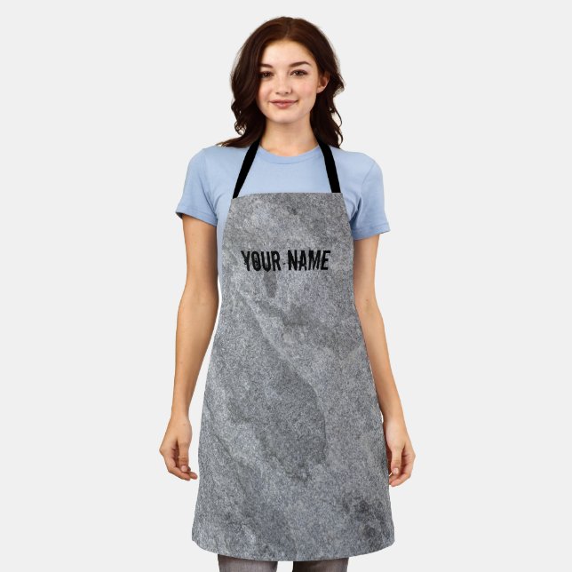 Stone granite structure grey stoneware apron (Worn)