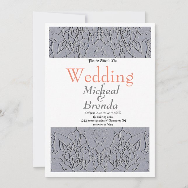 Stone Gray Wedding Invitation (Front)