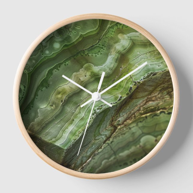 Stone Green Agate Marble  Clock (Front)