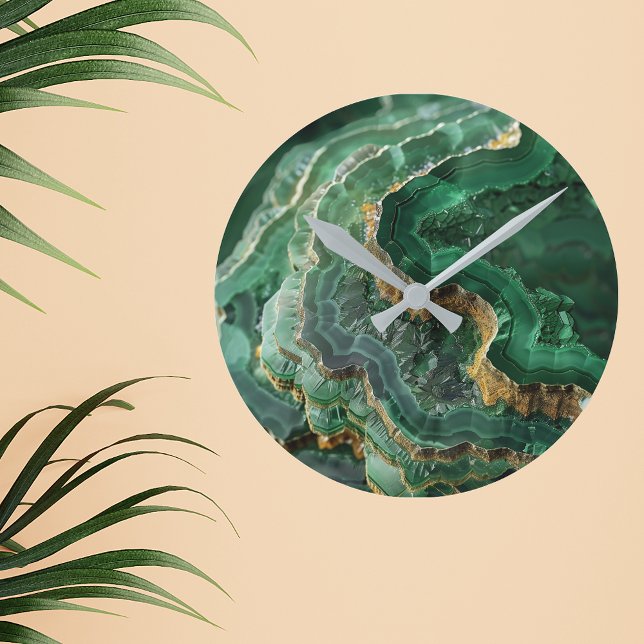 Stone Green Gold Agate Marble  Round Clock (Creator Uploaded)