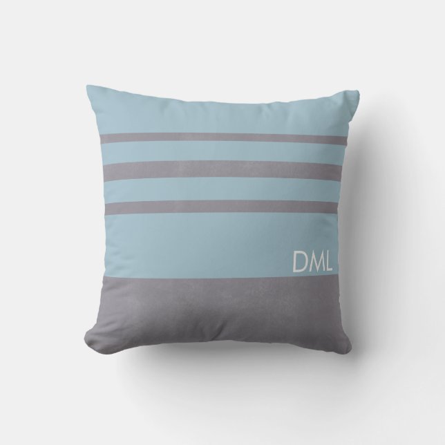 Stone Grey Warm Blue Tones Stripes Pattern  Cushion (Front)